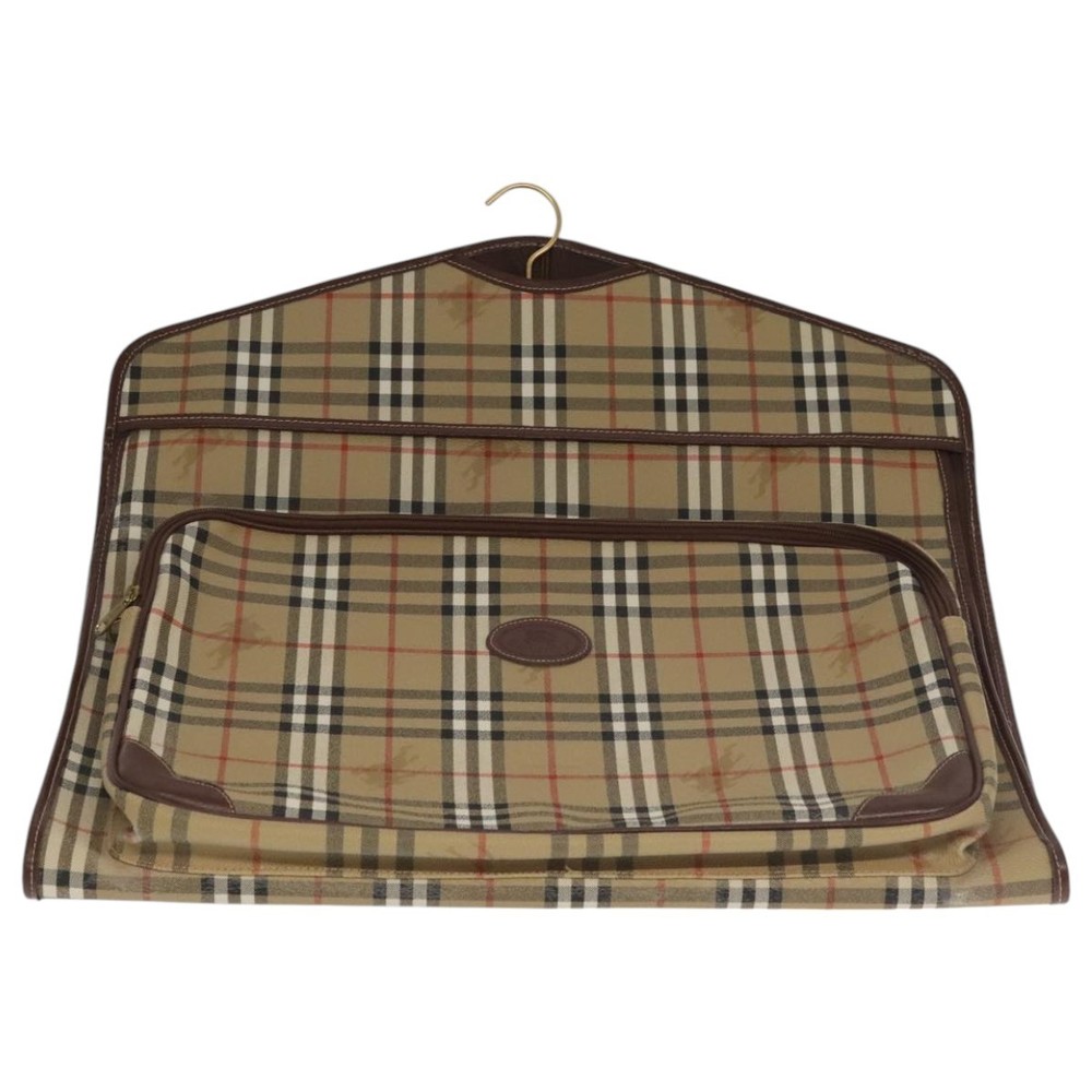 Burberrys Nova Check Garment Cover PVC Leather Beige Brown gold Auth 104623 - Picture 13 of 16